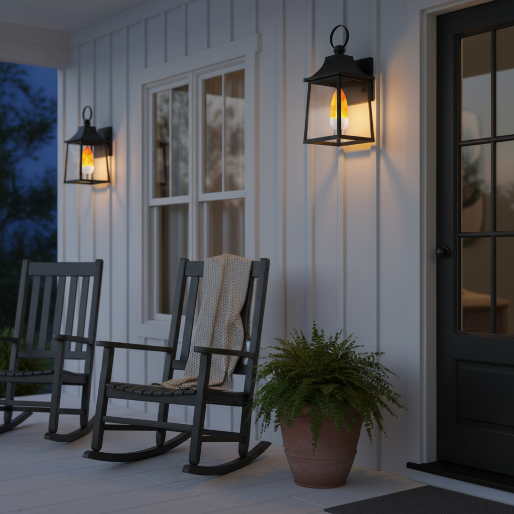 Dervacle LED Flame Effect Light Bulb E26 Flickering Candelabra Light Bulbs 4w Warm Yellow Candle Bulbs with Gravity Sensor Flickering Light Bulbs for Vintage Indoor Outdoor Decor