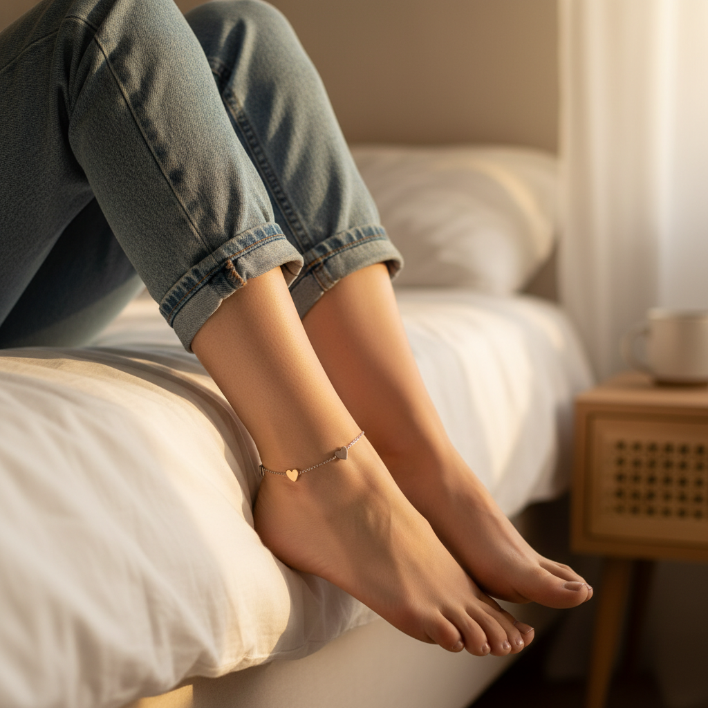 110 Anklet Chain – Delicate Gold Tone Link, Adjustable Size, Lightweight for Everyday Wear