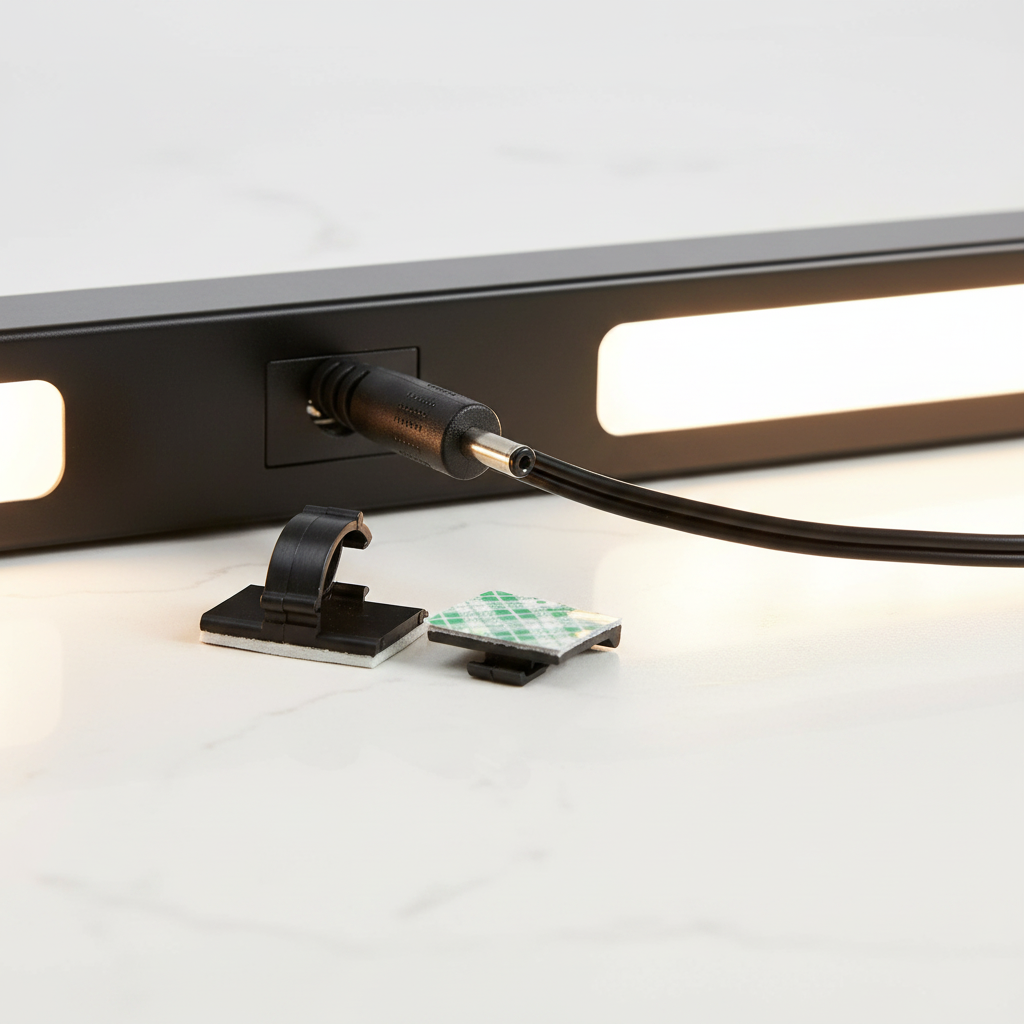 EShine LED Interconnect Cable Male to Male – 3.5mm x 1.35mm, 20 Inch Length, Wire Clips Included for Under Cabinet Lighting Extension