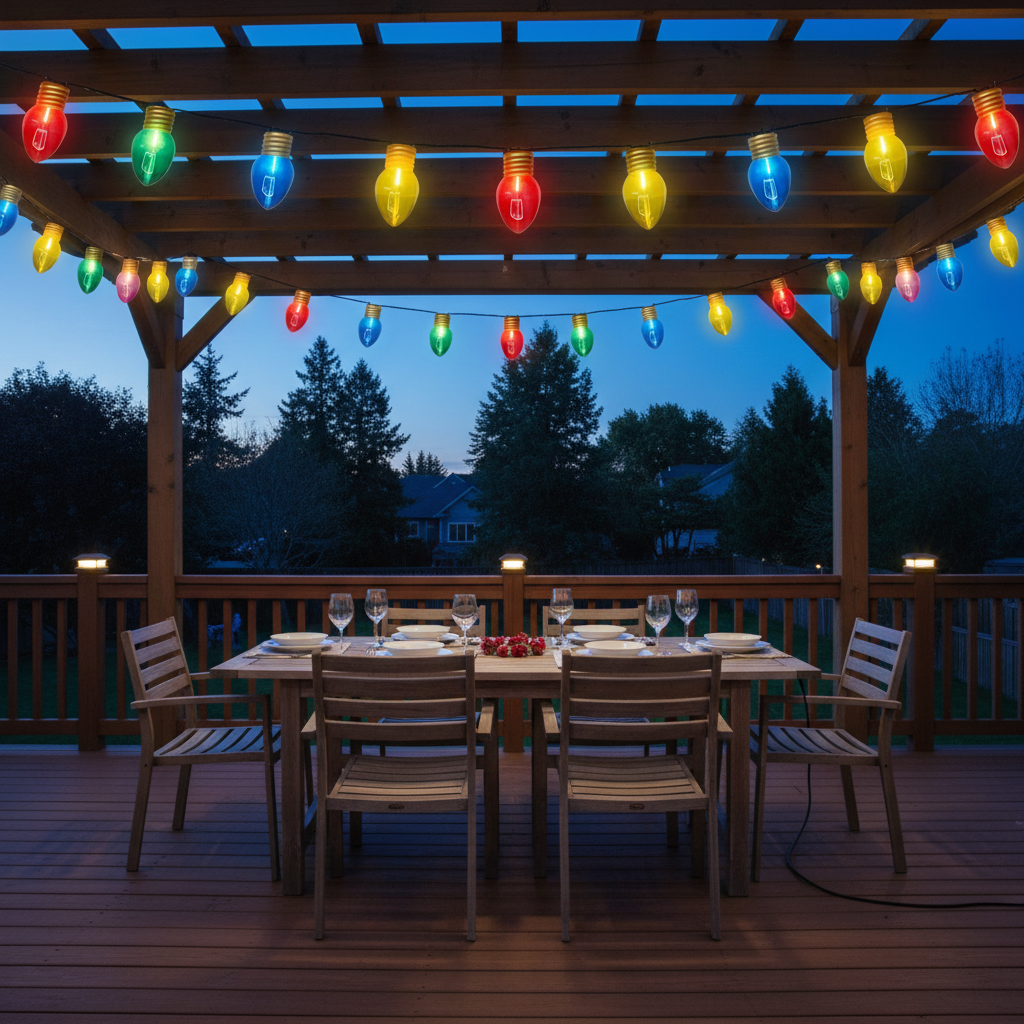 16FT C7 LED Christmas String Lights Multicolor – 10 Jumbo Bulbs, Connectable, IP44 Waterproof for Outdoor Patio & Holiday Decor