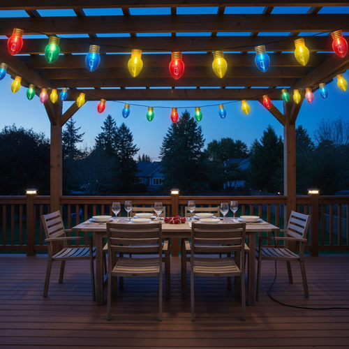 16FT C7 LED Christmas String Lights Multicolor – 10 Jumbo Bulbs, Connectable, IP44 Waterproof for Outdoor Patio & Holiday Decor